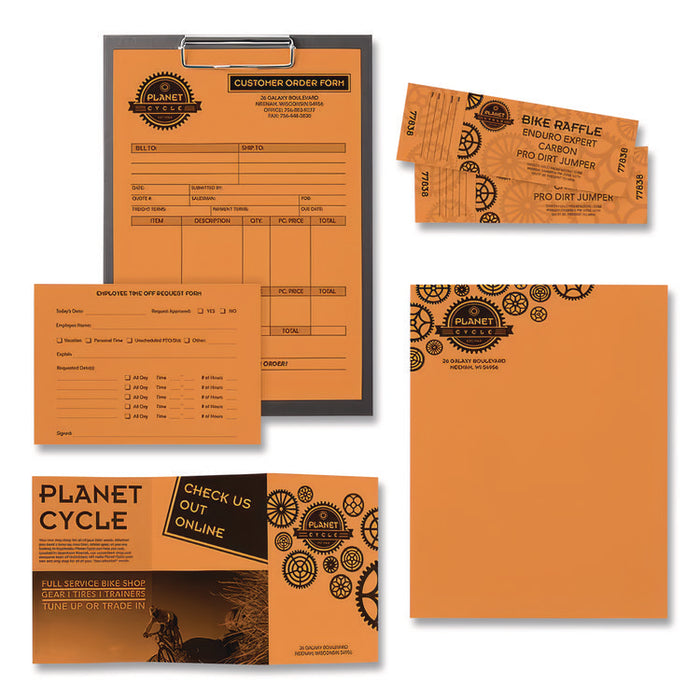 Color Paper, 24 lb Bond Weight, 8.5 x 14, Cosmic Orange, 500/Ream