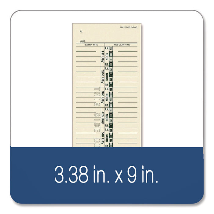 Time Cards for Acroprint, Amano and Lathem Time Clocks, One Side, 3.38 x 9, 200/Pack