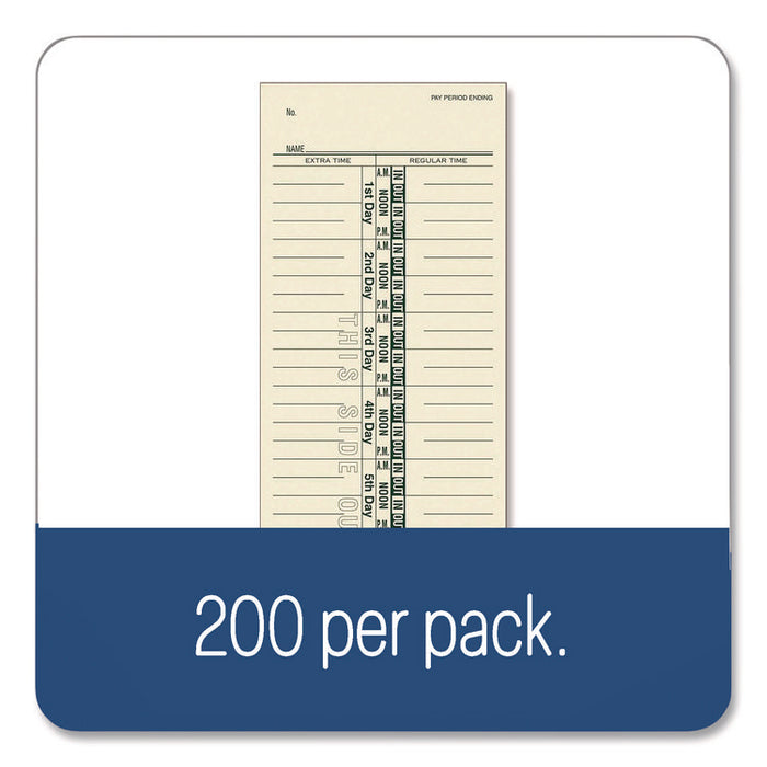 Time Cards for Acroprint, Amano and Lathem Time Clocks, One Side, 3.38 x 9, 200/Pack