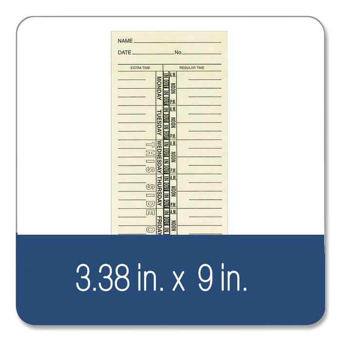 Time Cards for Acroprint, Amano and Lathem Time Clocks, One Side, Weekly, 3.38 x 9, 200/Pack