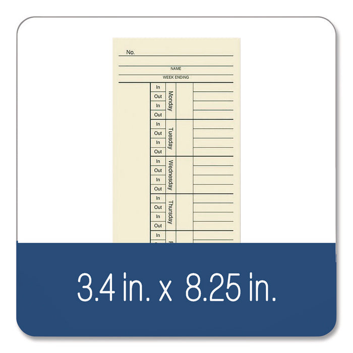 Time Cards for Acroprint, Amano and Lathem Time Clocks, Two Sides, 3.4 x 8.25, 200/Pack