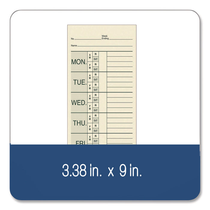Time Cards for Pyramid 1000 Time Clock, Two Sides, 3.38 x 9, 200/Pack