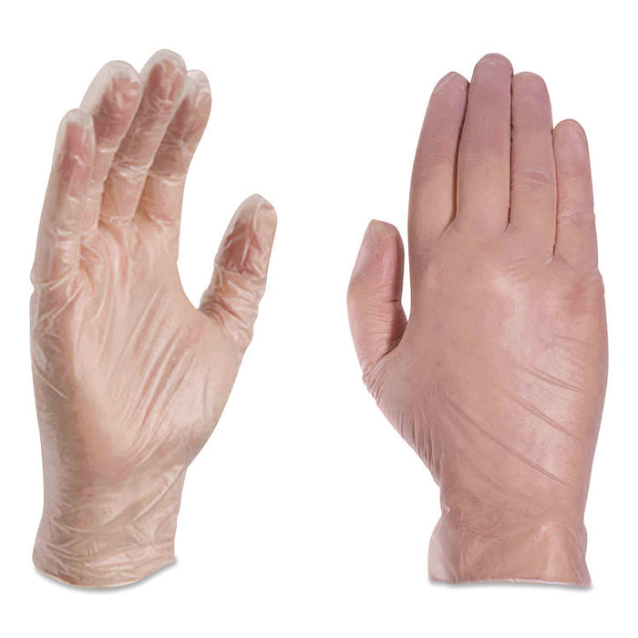 Vinyl Exam Gloves, Powder-Free, X-Large, 9.5" Long, Clear, 100/Box