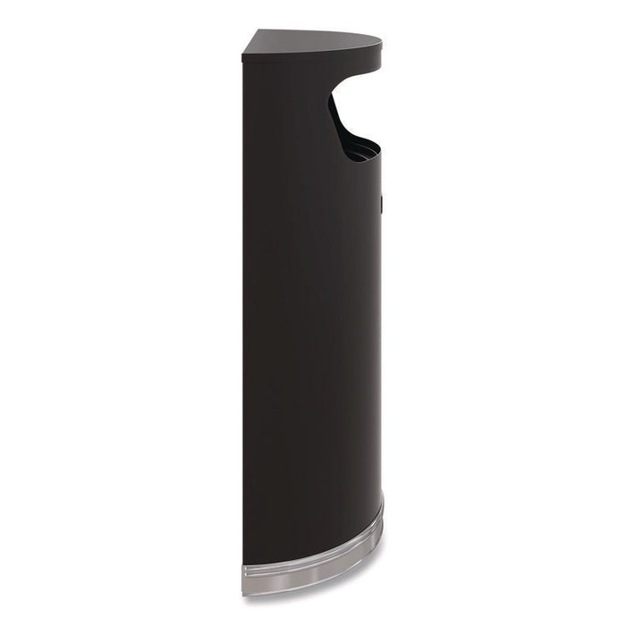 Half Round Metal Trash Can, 9 gal, Steel, Black