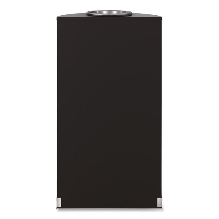 Half Round Metal Trash Can with Ashtray, 9 gal, Steel, Black