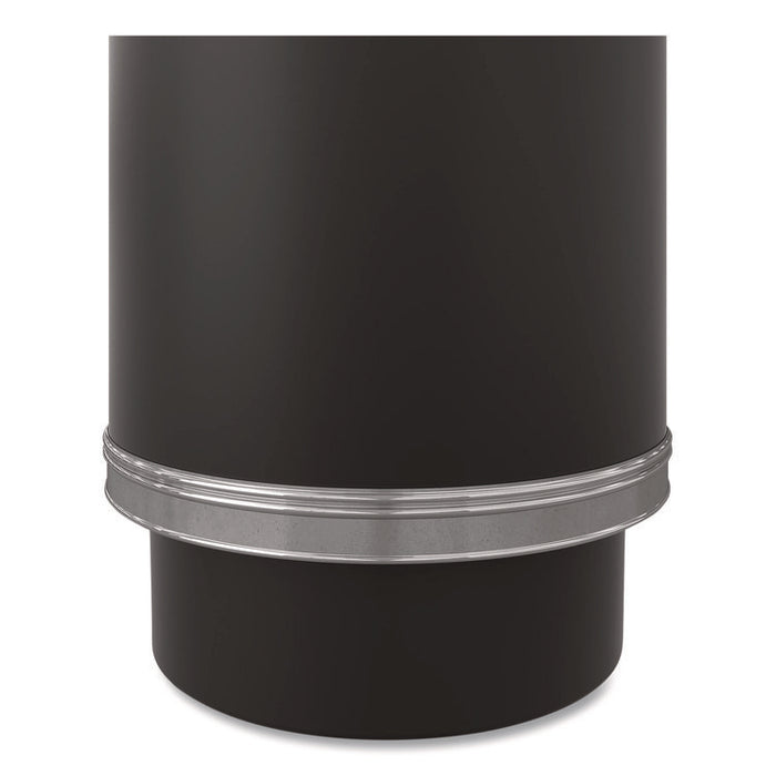 Half Round Metal Trash Can with Ashtray, 9 gal, Steel, Black