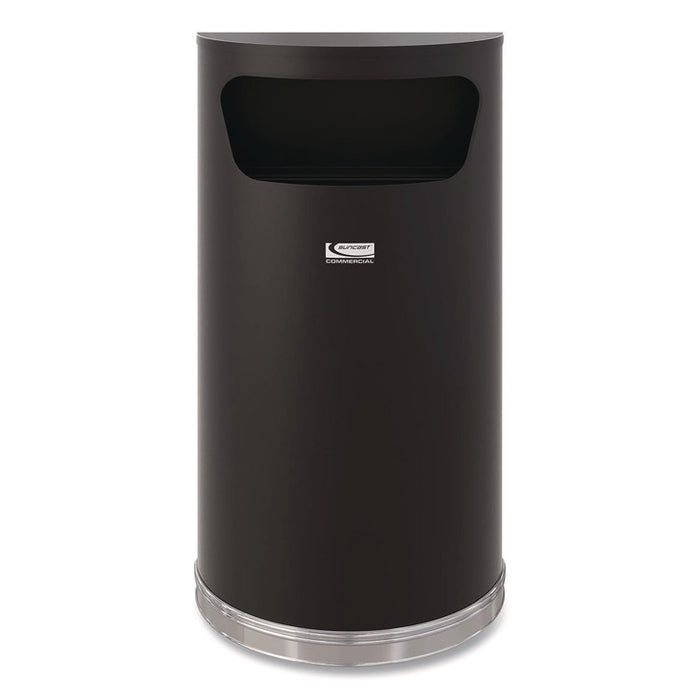 Half Round Metal Trash Can, 9 gal, Steel, Black
