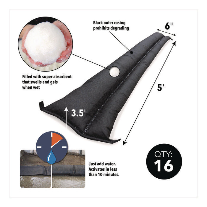 Flood Barriers, 6 " x 5 ft x 3.5", 16/Box
