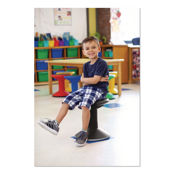 Wiggle Stool, Backless, Supports Up to 250 lbs, 12" to 18" Seat Height, Black Seat, Black Base