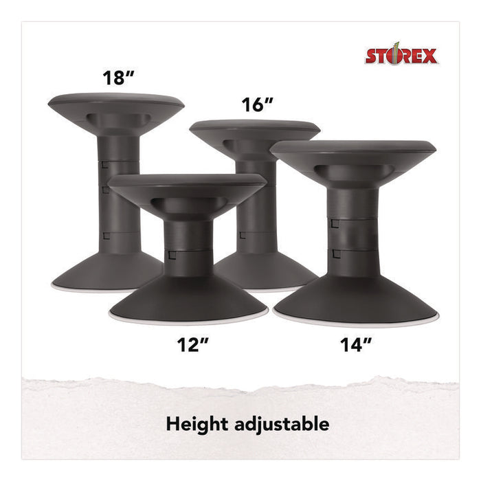Wiggle Stool, Backless, Supports Up to 250 lbs, 12" to 18" Seat Height, Black Seat, Black Base