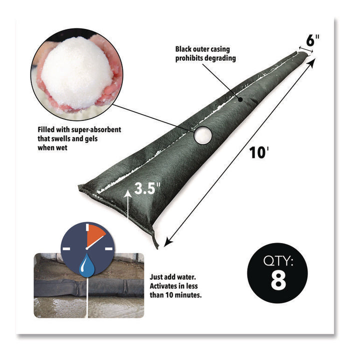 Flood Barriers, 6" x 10 ft x 3.5", 8/Box
