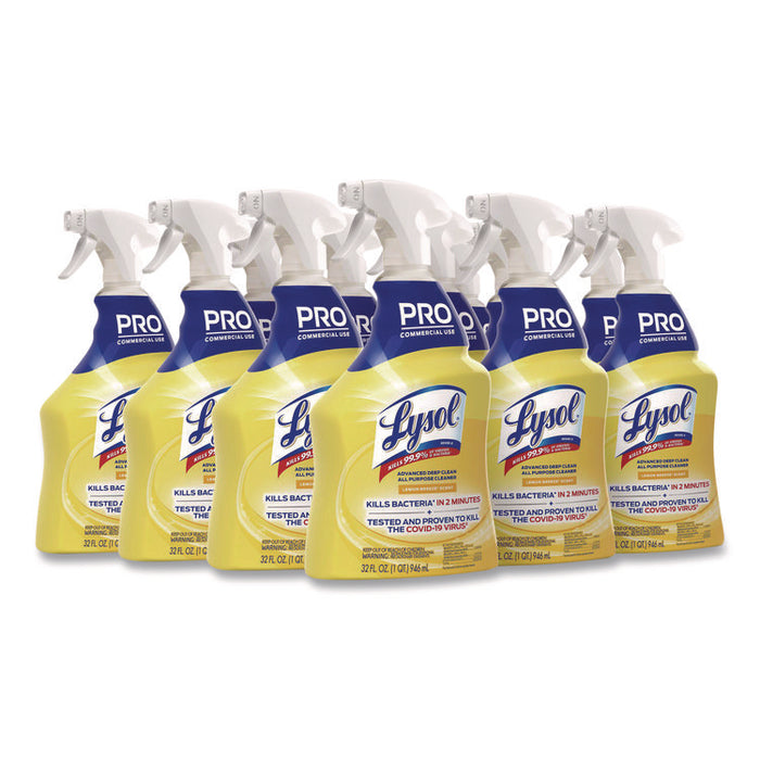 Advanced Deep Clean All Purpose Cleaner, Lemon Breeze Scent, 32 oz Trigger Spray Bottle, 12/Carton