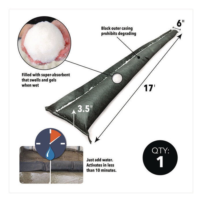 Flood Barriers, 6" x 17 ft x, 3.5", 1 Barrier