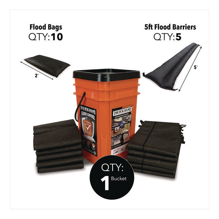Outdoor Grab and Go Bucket Kit, (1) Bucket, (10) Flood Bags, (5) Flood Barriers