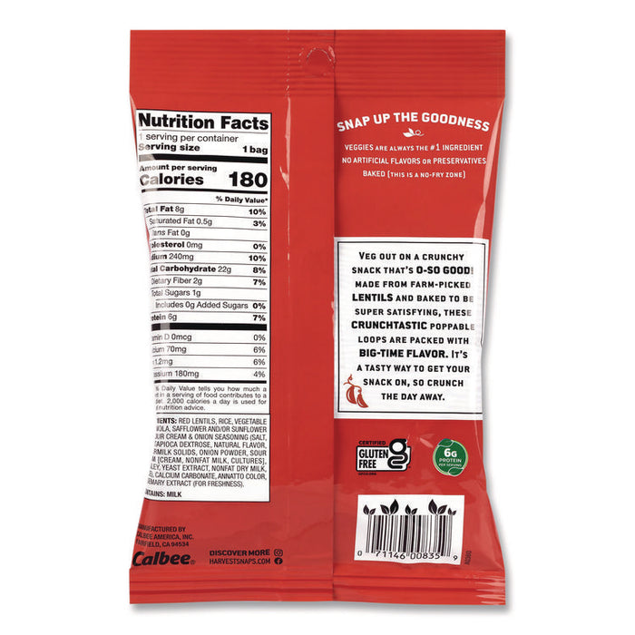Crunchy Loops, Sour Cream and Onion, 1.35 oz Bag, 8/Box