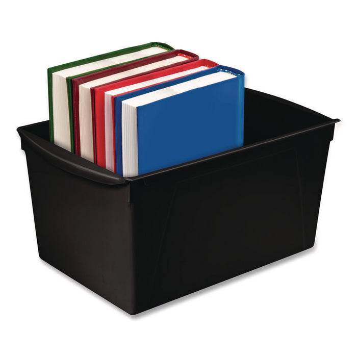 Wide Book Bin, 3.82 gal, 9.2" x 14.5" x 7", Black, 6/Pack
