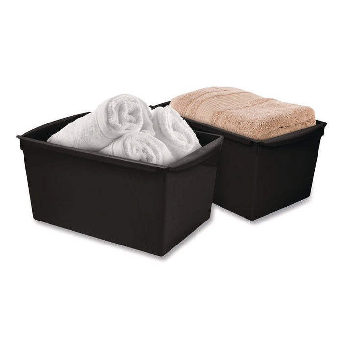 Wide Book Bin, 3.82 gal, 9.2" x 14.5" x 7", Black, 6/Pack