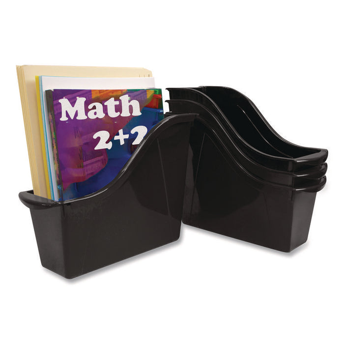 Small Book Bin, 1.5 gal, 4.5" x 11.75" x 8.5", Black, 6/Pack