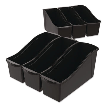 Large Book Bin, 2 gal, 5.3" x 14.3" x 7", Black, 6/Pack
