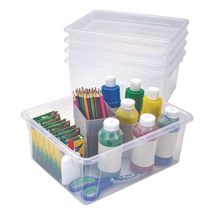 Storage Tray, Deep, 2 gal, 10.65" x 10.65" x 5.2", Clear, 5/Pack