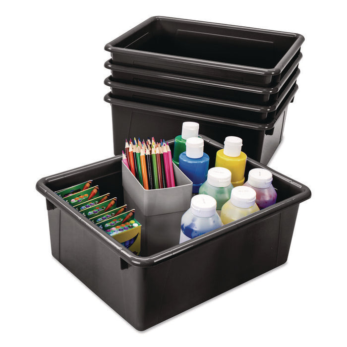 Storage Tray, Deep, 2 gal, 10.65" x 10.65" x 5.2", Black, 5/Pack