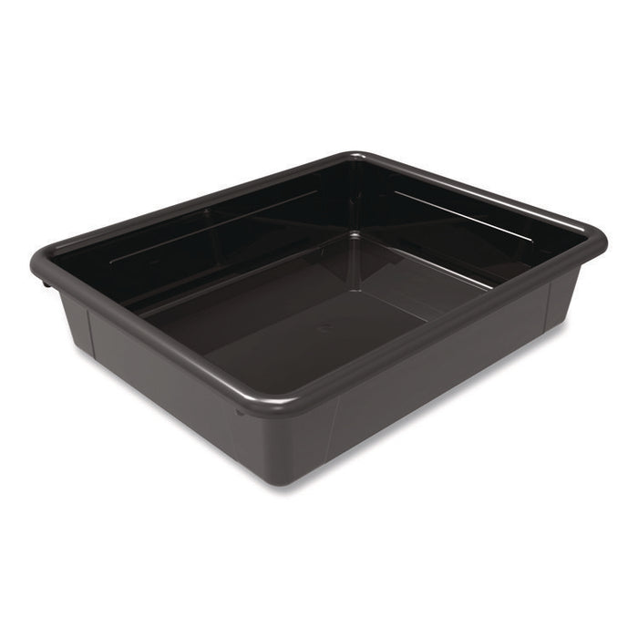 Storage Tray, Flat, 102.4 oz, 10.65" x 10.65" x 2.96", Black, 5/Pack