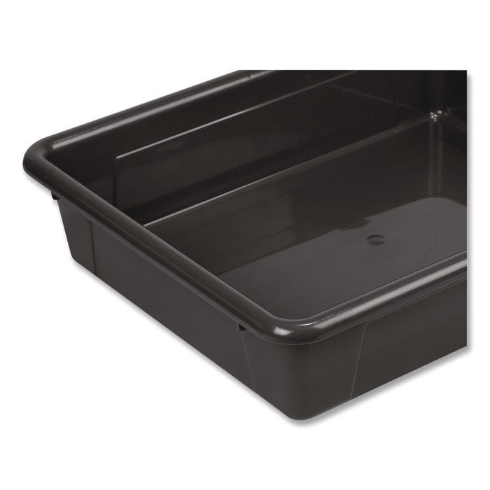 Storage Tray, Flat, 102.4 oz, 10.65" x 10.65" x 2.96", Black, 5/Pack