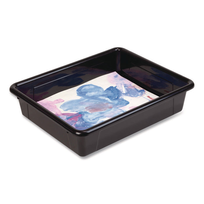 Storage Tray, Flat, 102.4 oz, 10.65" x 10.65" x 2.96", Black, 5/Pack