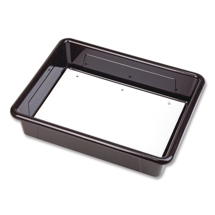Storage Tray, Flat, 102.4 oz, 10.65" x 10.65" x 2.96", Black, 5/Pack
