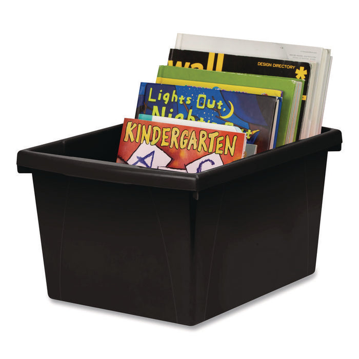 Storage Bin with Lid, 4 gal, 11.25" x 11.25" x 7.87", Black, 6/Pack