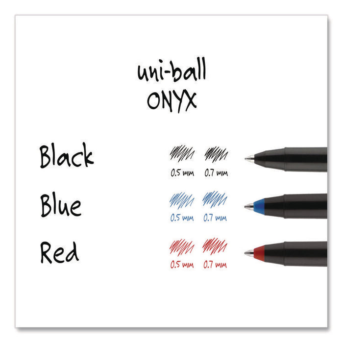 ONYX Rollerball Pen, Stick, Micro 0.5 mm, Red Ink, Black/Red Barrel, Dozen