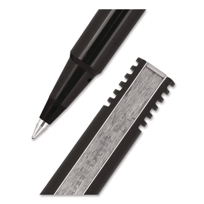 Rollerball Pen, Stick, Micro 0.5 mm, Black Ink, Black Barrel, Dozen