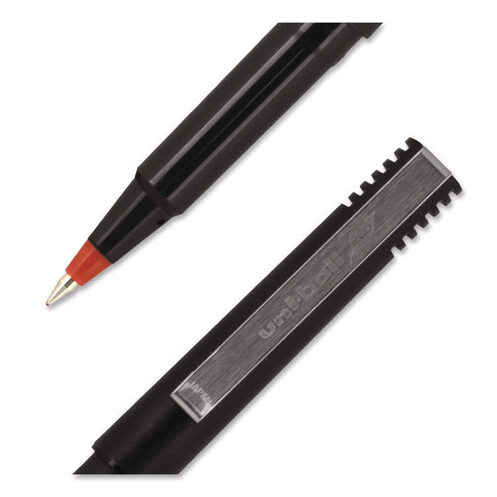 Rollerball Pen, Stick, Micro 0.5 mm, Red Ink, Black/Red Barrel, Dozen