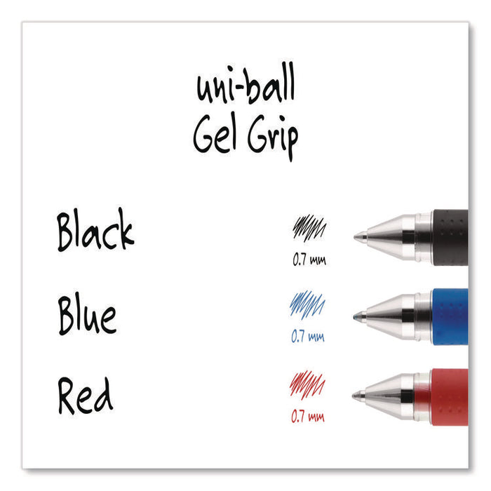 Signo GRIP Gel Pen, Stick, Medium 0.7 mm, Red Ink, Clear/Red/Silver Barrel, Dozen