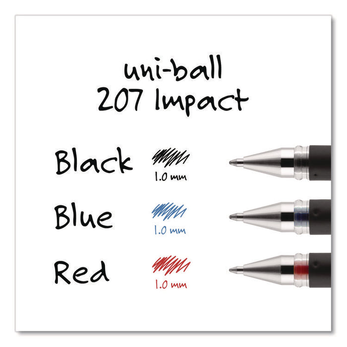207 Impact Gel Pen, Stick, Bold 1 mm, Blue Ink, Silver/Black/Blue Barrel