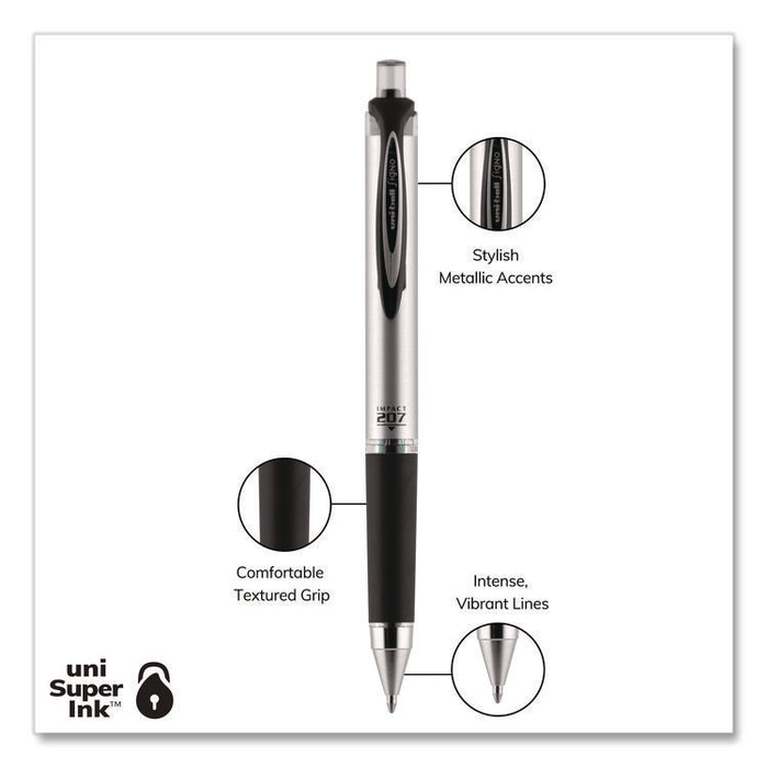 207 Impact RT Gel Pen, Retractable, Bold 1 mm, Black Ink, Black Barrel