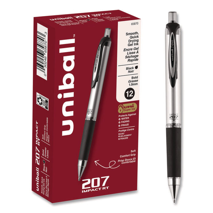 207 Impact RT Gel Pen, Retractable, Bold 1 mm, Black Ink, Black Barrel