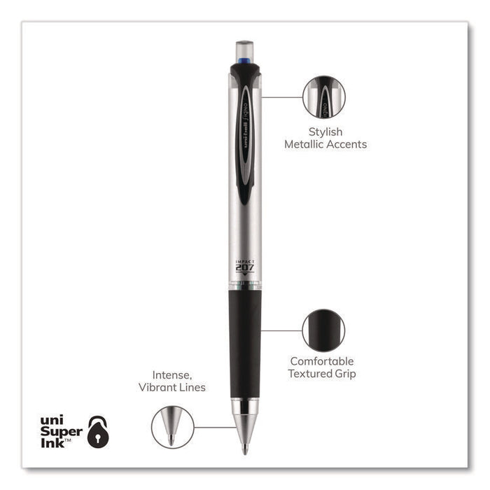 207 Impact RT Gel Pen, Retractable, Bold 1 mm, Blue Ink, Black/Blue Barrel
