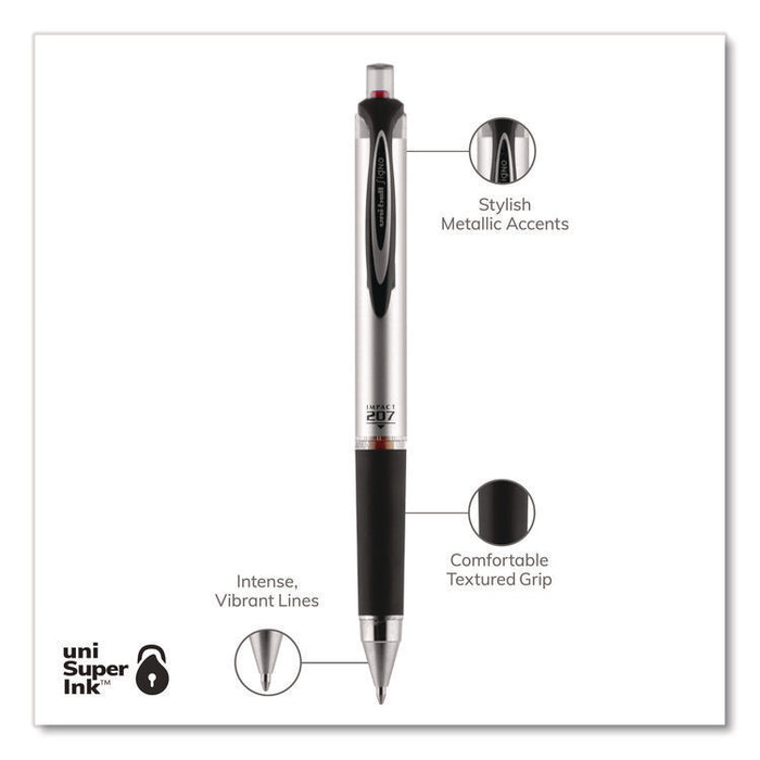 207 Impact RT Gel Pen, Retractable, Bold 1 mm, Red Ink, Black/Red Barrel