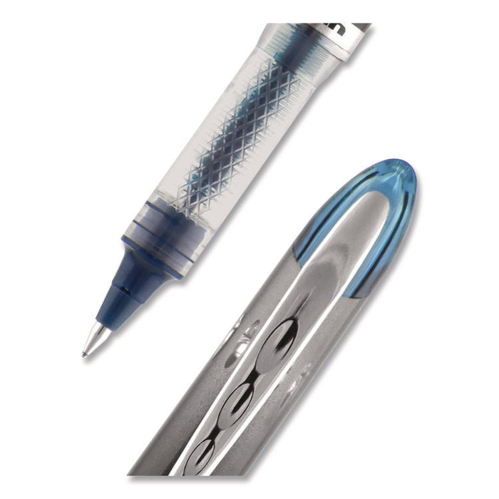 VISION ELITE BLX Series Rollerball Pen, Stick, Micro 0.5 mm, Blue-Infused Black Ink, Gray/Blue/Clear Barrel