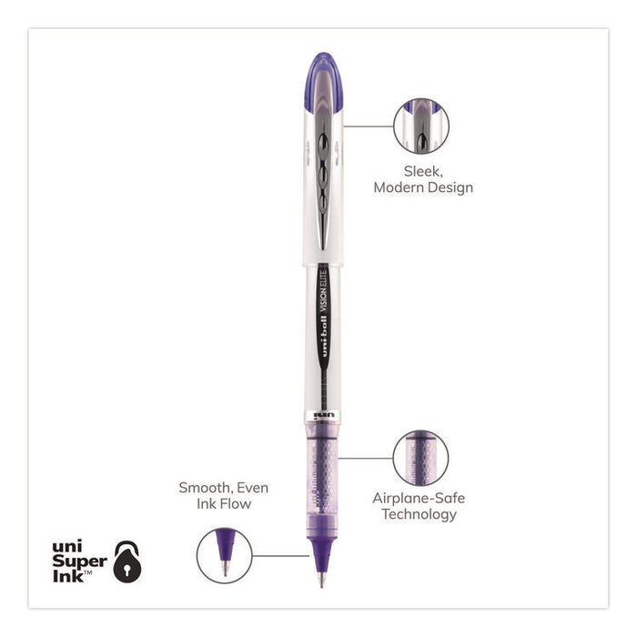 VISION ELITE Rollerball Pen, Stick, Bold 0.8 mm, Violet Ink, White/Violet/Clear Barrel
