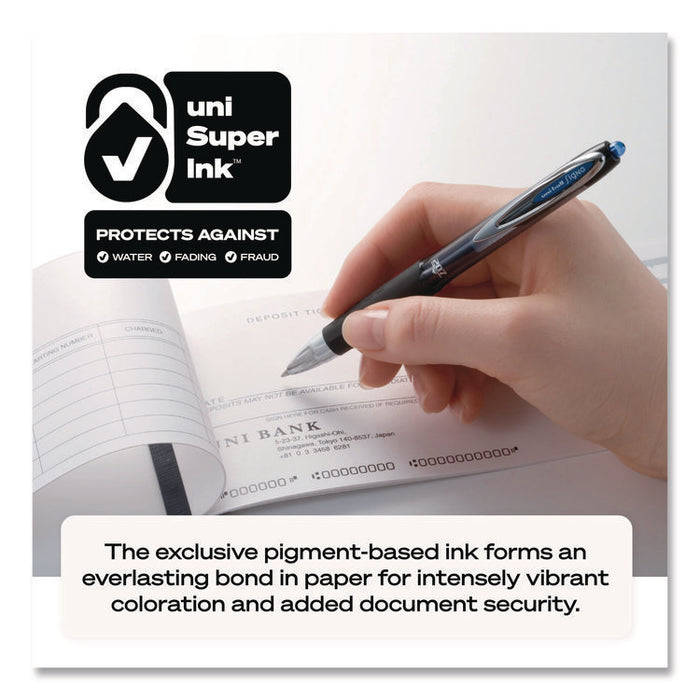 Signo 207 Needle Point Gel Pen, Retractable, Medium 0.7 mm, Black Ink, Clear/Black Barrel, Dozen