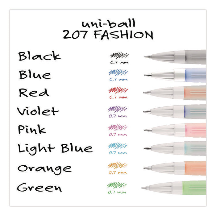 Signo 207 Gel Pen, Retractable, Medium 0.7mm, Assorted Ink and Barrel Colors, 8/Pack