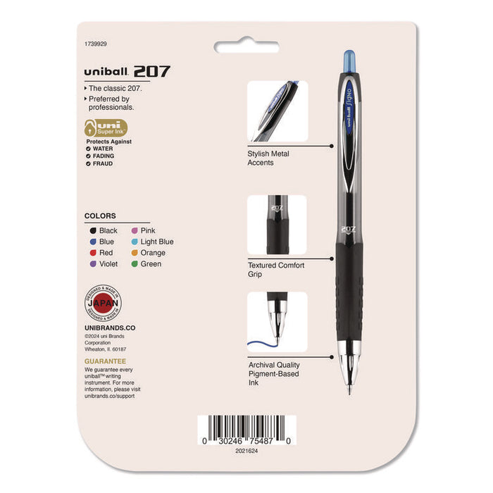 Signo 207 Gel Pen, Retractable, Medium 0.7mm, Assorted Ink and Barrel Colors, 8/Pack