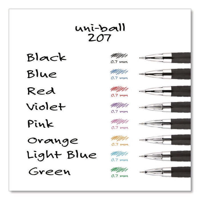 Signo 207 Gel Pen, Retractable, Medium 0.7 mm, Red Ink, Smoke/Black/Red Barrel, Dozen