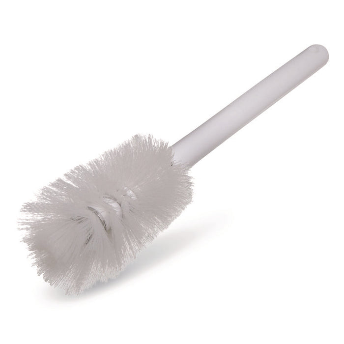 Sparta Handle Bottle Brush for Pint Bottles, White Polyester Bristles, 4.5" Brush, 7.5" White Plastic Handle