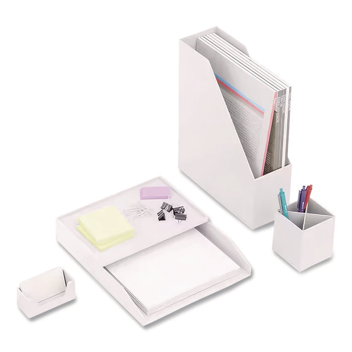 Slim Stackable Plastic Tray, 6.85 x 9.88 x 0.47, White