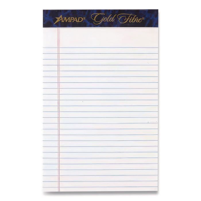 Gold Fibre Writing Pads, Medium/College Rule, (50) White 5 x 8 Sheets, Dozen