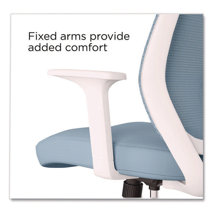 Alera Wessex Ergonomic Fabric Mesh Swivel Task Chair, Up to 275 lb, 17.09 to 20.83 Seat Height, Seafoam Seat/Back, White Base