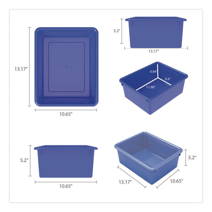 Storage Tray, Deep, 2.81 gal, 10.65" x 13.17" x 5.2", Assorted Bright, 5/Pack